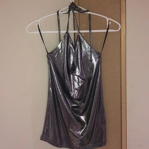 Silver halter neck top